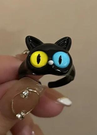 Сережки "котики" чорні з жовто-блакитними очима, сережки, прикраси, срібло, подарунок, сережки з чорними котиками6 фото