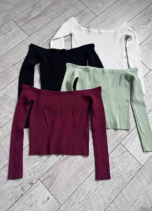 Женская кофта топ с открытыми плечами и длинным рукавом3 фото