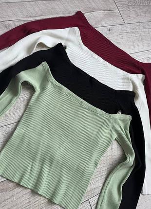 Женская кофта топ с открытыми плечами и длинным рукавом7 фото