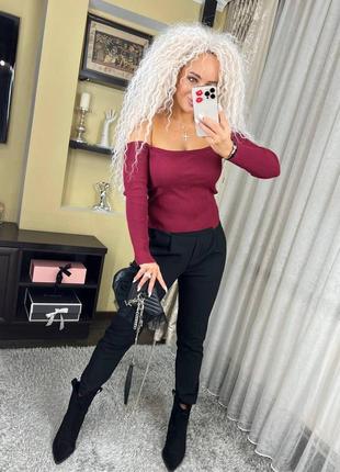 Женская кофта топ с открытыми плечами и длинным рукавом9 фото