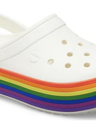 platform rainbow crocs
