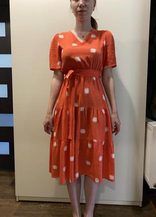 Сукня помаранчева у ромашку4 фото