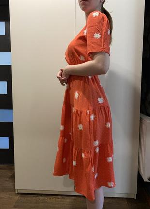 Сукня помаранчева у ромашку5 фото
