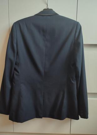 Класичний приталений піджак темно-синій6 фото