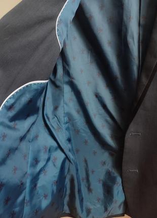 Класичний приталений піджак темно-синій3 фото