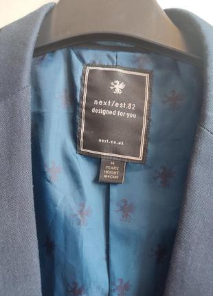 Класичний приталений піджак темно-синій5 фото