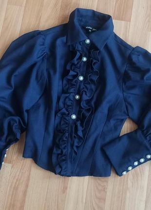 Винтажная блуза с пышными рукавами и пуговицами жемчуг. sister jane