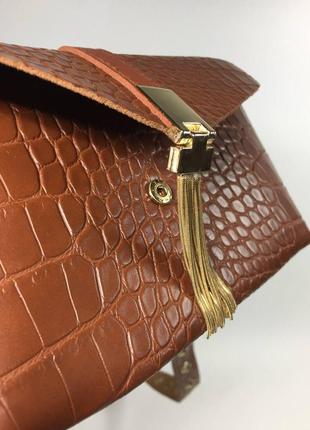 Поясная сумка женская эко-кожа, с кисточками и карманом для телефона с10468 фото