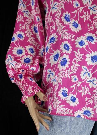 Красивая сатиновая блузка "next" с цветочным принтом. размер uk12/eur40.8 фото