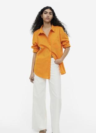 Сорочка льон  h&m помаранчева