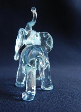Статуетка скляна мініатюра слон прозорий блакитний4 фото