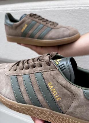 Adidas gazelle brown green4 фото