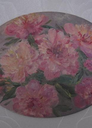 Картина розовые пионы, холст, масло2 фото