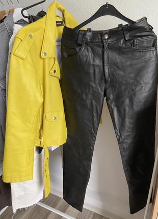 Крутые кожаные брюки винтажные7 фото
