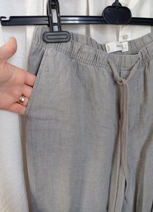 Сірі лляні штани база / базові літні брюки3 фото