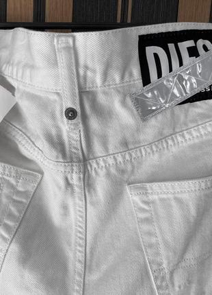 Diesel 30/32 slim-skinny джинсы рваные с рефлективом  молочные белые6 фото