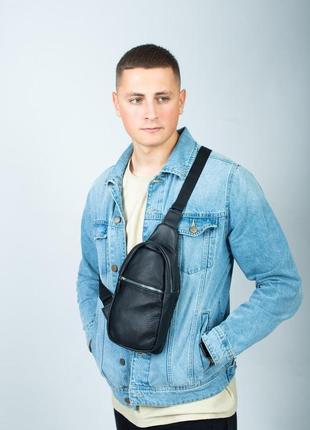 Мужская сумка-слинг из натуральной кожи, сумка через плечо1 фото