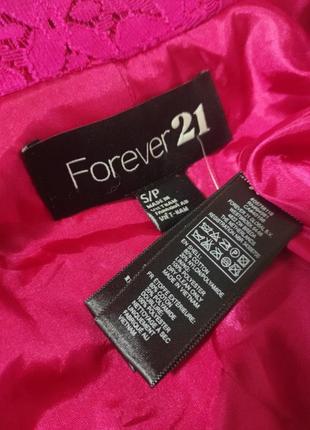 Малиновый укороченный жакет пиджак болеро из кружева forever 21 розовый кружевной6 фото