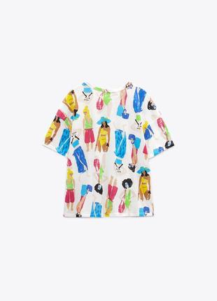 Zara фірмова жіноча бавовная футболка з принтом зара оригінал5 фото