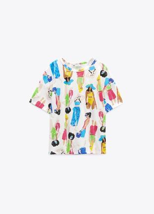 Zara фірмова жіноча бавовная футболка з принтом зара оригінал4 фото