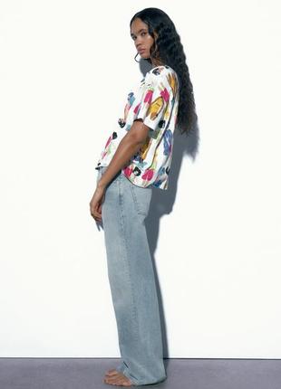 Zara фірмова жіноча бавовная футболка з принтом зара оригінал3 фото