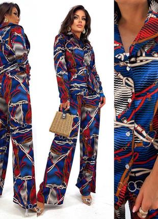 Женский деловой стильный классный классический удобный модный трендовый костюм модный брюки штаны штанишки и + рубашка рубашка синий3 фото