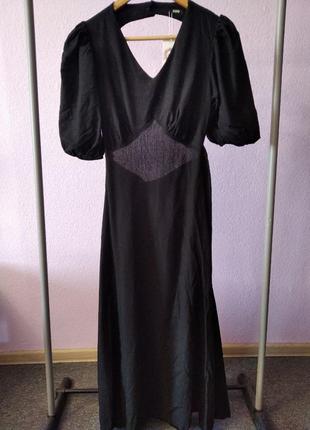 Лляна сукня міді з відкритою спинкою3 фото