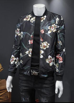 Цветочная оригинальная куртка-кофта,ветровка,бомбер, пиджак mention