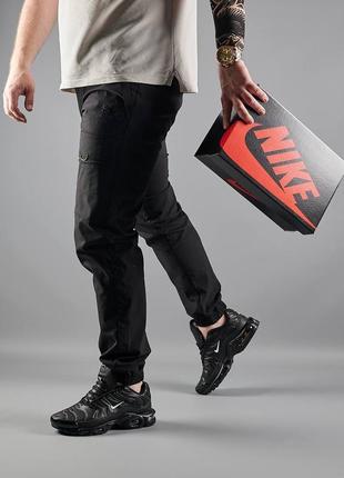 Чоловічі кросівки nike air max tn plus all black white leather,чоловіче взуття9 фото