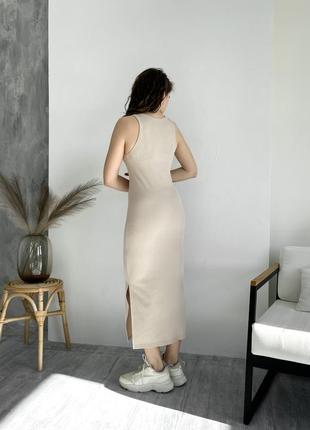 Трендова сукня модна сукня в рубчик сукня з розрізом сукня майка бренд merlini довга сукня обтягуюча сукня майка3 фото