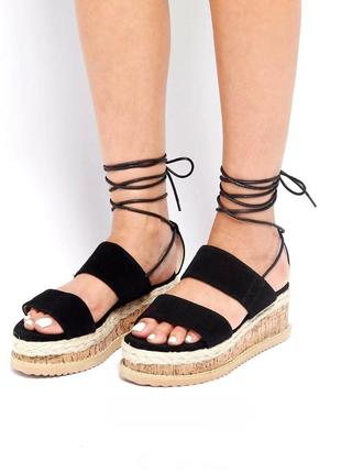 Босоножки на пробковой платформе с веревками вокруг ноги lostink 🇬🇧 38 размер