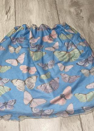 Актуальная юбка мини, с принтом бабочек, сетчатая, стильная, модная, трендовая3 фото