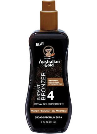 Спрей-гель для загара с бронзатором australian gold sunscreen bronzer spf4