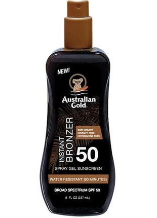 Спрей-гель для загара с бронзатором australian gold sunscreen bronzer spf50