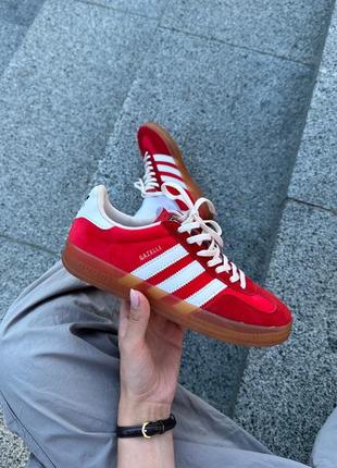 Кроссовки adidas gazelle x gucci red/white1 фото