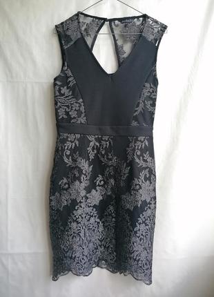 Черное вечернее платье с кружевом и блеском dorothy perkins (к111)