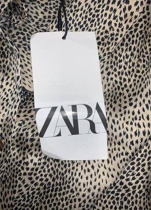 Блузка с рукавом туника атласная в животный принт zara m-l10 фото