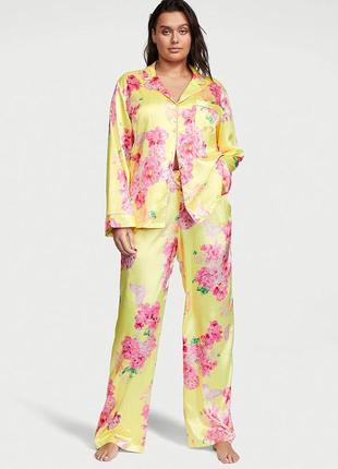 Victoria ́s victorias secret віктория сикрет сатинова піжама, костюм для сну satin long pajama set1 фото