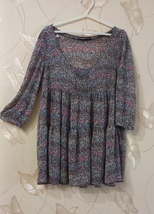 Блузка шифонова легка, призборена під груддю, р.36