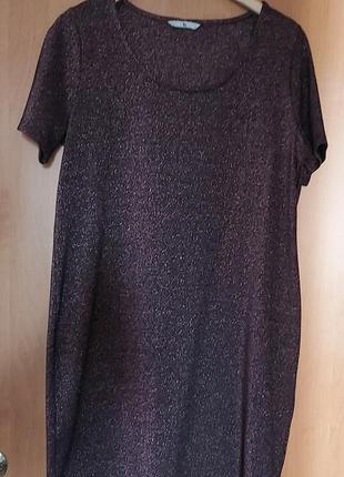 Черная мини-платье с фиолетовой люрексовой нитью1 фото