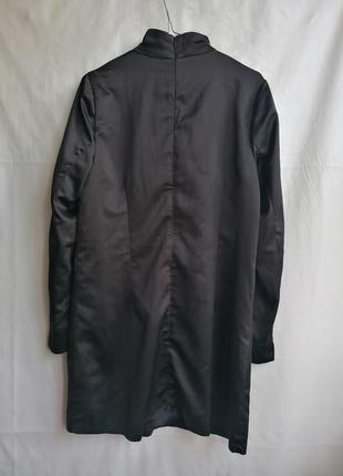 Черное атласное платье с чокером карманы-обманки missguided (к111)5 фото