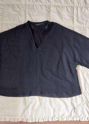 Модная шифоновая лёгкая широкая обьёмная прямая оверсайз блузка zara8 фото