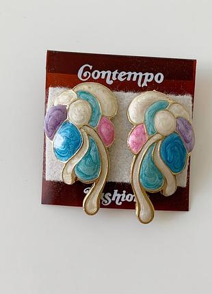 Новые винтажные серьги с эмалью