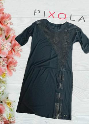 🌹🌹pixola стильне жіноче плаття туніка чорне з обробкою 48-50 польша 🌹🌹