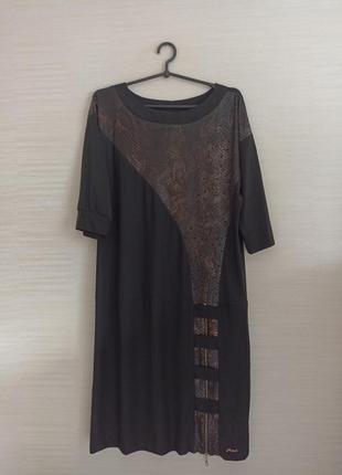 🌹🌹pixola стильное женское платье туника черное с отделкой 48-50 польша 🌹🌹2 фото