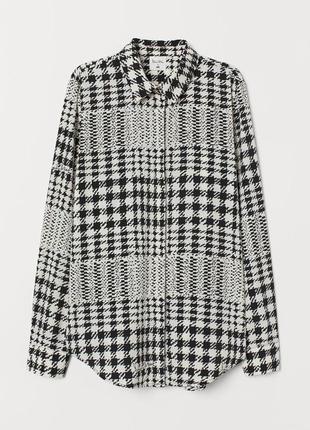 Красивая рубашка на пуговицах гусиная лапка бело-черная 14 хл
