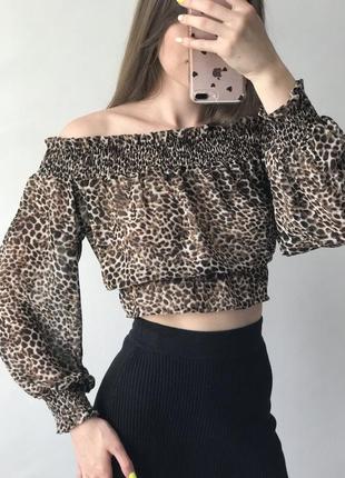 Прозора блуза топ кофта в леопардовий принт від boohoo2 фото