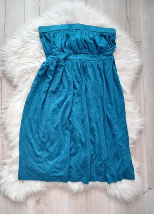 Сарафан на резинці, синє платтячко без бретель4 фото