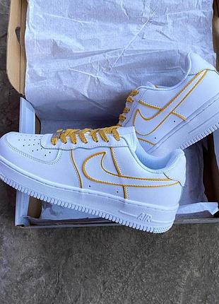 Женские кроссовки nike air force 1 white gold / smb