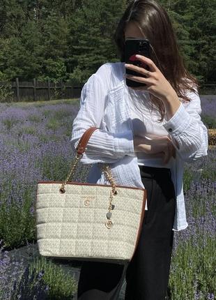 Сумка шопер у стилі michael kors shopper bag beige